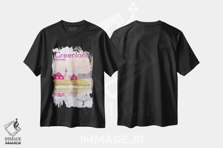تیشرت مشکی طرح دار پوستر سفر به گرینلند، تزئینی اثر ناتالی رایان | immage.ir