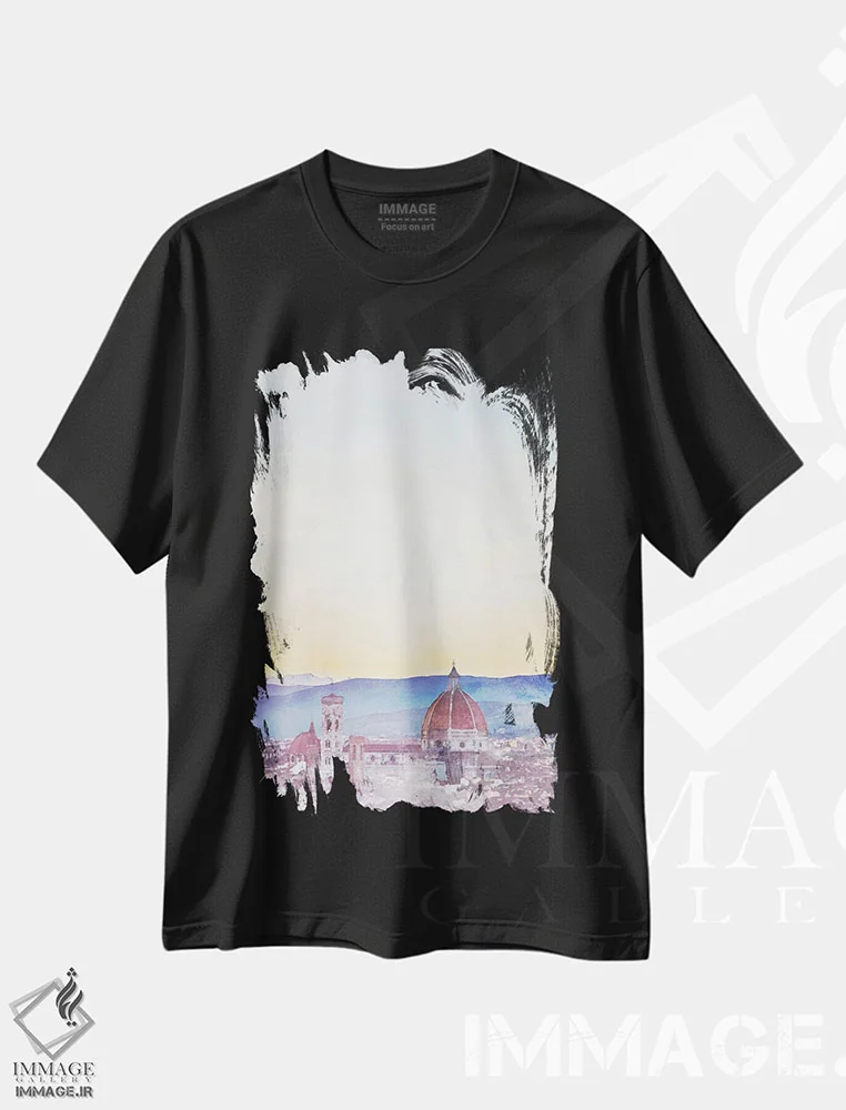 تیشرت مشکی طرح دار پوستر سفر به فلورانس، تزئینی اثر ناتالی رایان | فروشگاه ایماژ