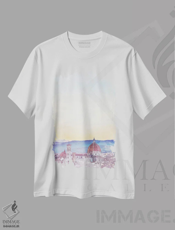 تیشرت سفید طرح دار پوستر سفر به فلورانس، تزئینی اثر ناتالی رایان | immage.ir