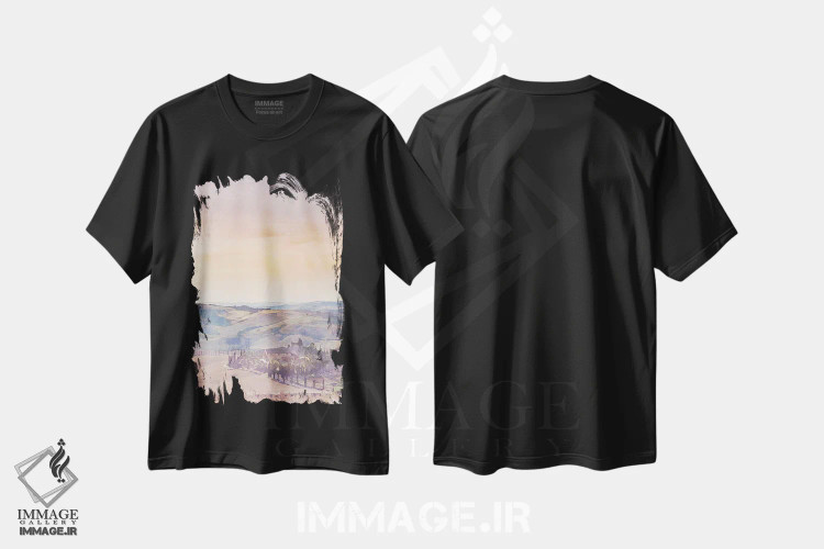 تیشرت مشکی طرح دار پوستر سفر به توسکانی، هنر دیجیتال اثر ناتالی رایان | immage.ir