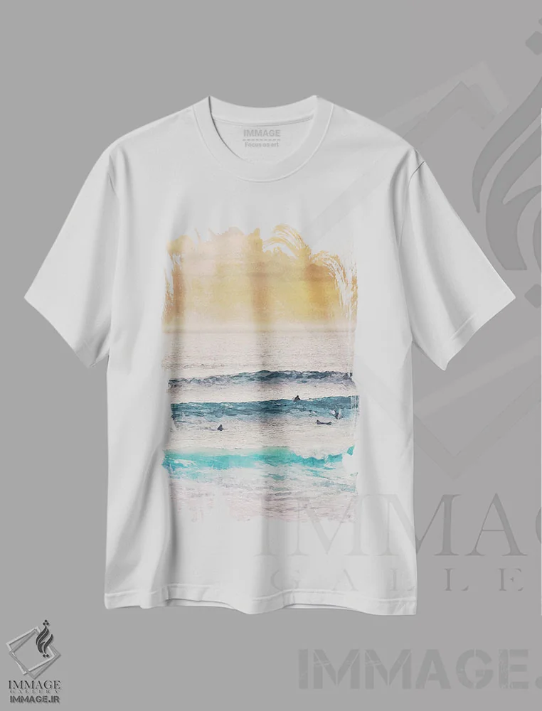 تیشرت سفید طرح دار زمان موج سواری، دکور ساحلی اثر ناتالی رایان | immage.ir