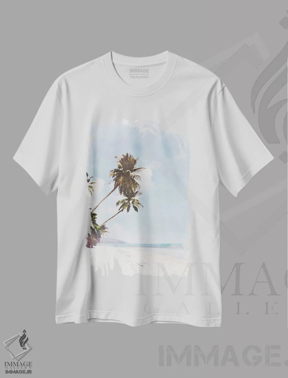 تیشرت سفید طرح دار پوستر سفر به کو سامویی، دکور آسیایی اثر ناتالی رایان | فروشگاه ایماژ