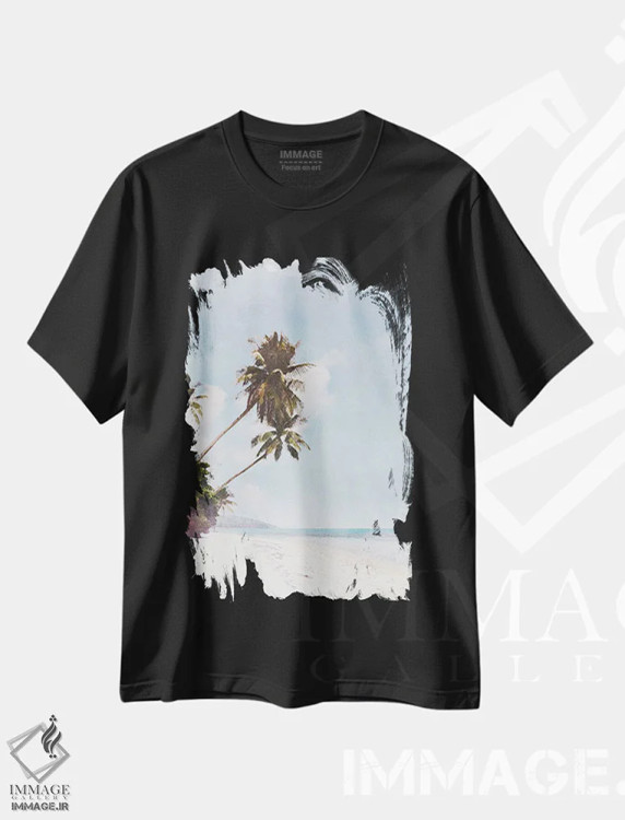 تیشرت مشکی طرح دار پوستر سفر به کو سامویی، دکور آسیایی اثر ناتالی رایان | immage.ir