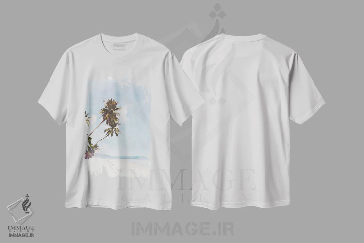 تیشرت سفید طرح دار پوستر سفر به کو سامویی، دکور آسیایی اثر ناتالی رایان | فروشگاه ایماژ