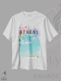 تیشرت سفید طرح دار پوستر سفر به آتن، تزئینی اثر ناتالی رایان | immage.ir