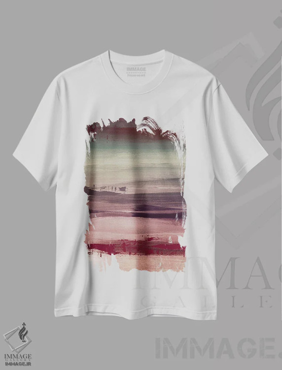 تیشرت سفید طرح دار انتزاعی طبیعی اثر ناتالی رایان | فروشگاه ایماژ