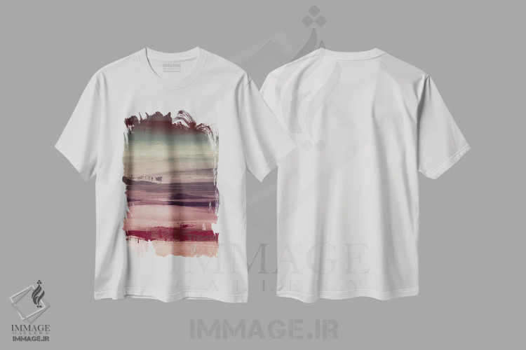 تیشرت سفید طرح دار انتزاعی طبیعی اثر ناتالی رایان | فروشگاه ایماژ