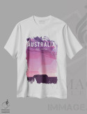 تیشرت سفید طرح دار پوستر سفر به استرالیا، تزئینی اثر ناتالی رایان | فروشگاه ایماژ