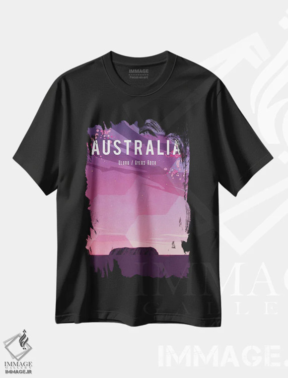 تیشرت مشکی طرح دار پوستر سفر به استرالیا، تزئینی اثر ناتالی رایان | immage.ir