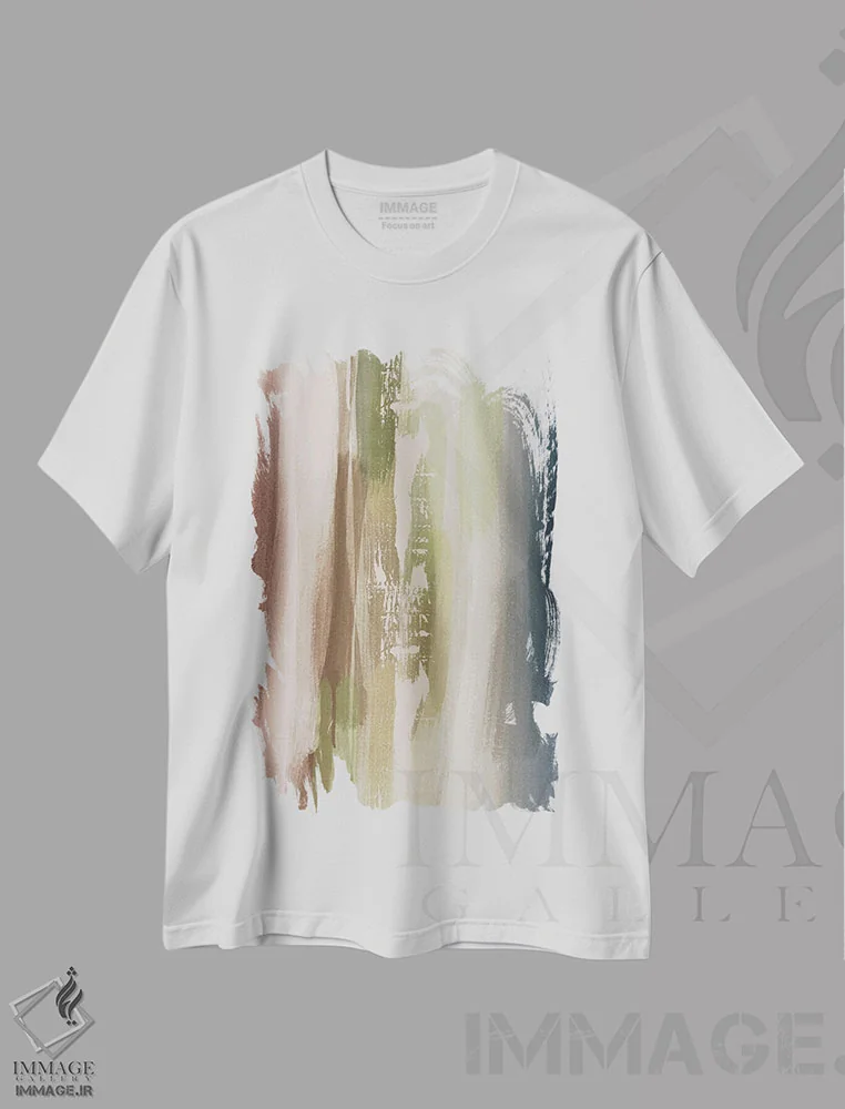 تیشرت سفید طرح دار انتزاعی خنثی اثر ناتالی رایان | immage.ir