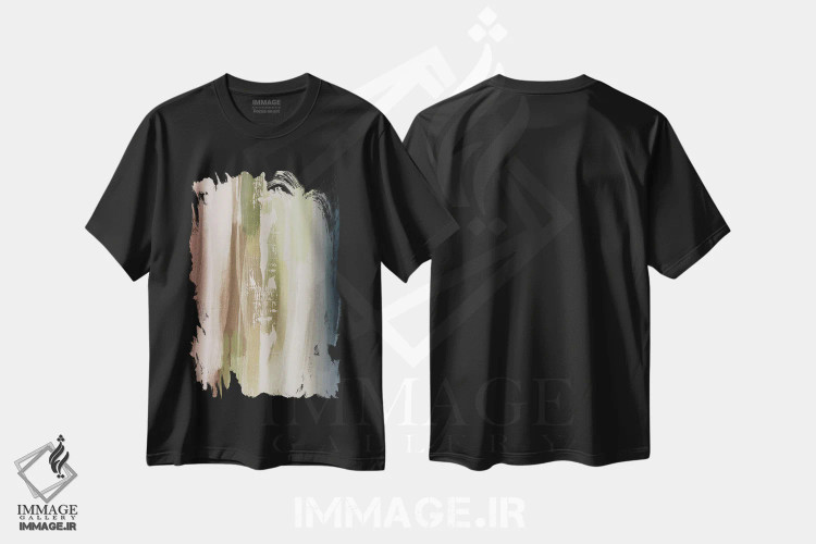 تیشرت مشکی طرح دار انتزاعی خنثی اثر ناتالی رایان | فروشگاه ایماژ