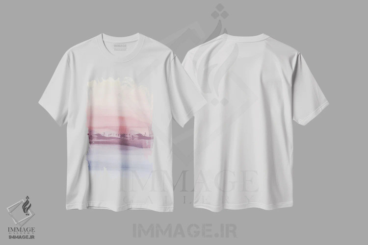 تیشرت سفید طرح دار انتزاعی گرم اثر ناتالی رایان | فروشگاه ایماژ