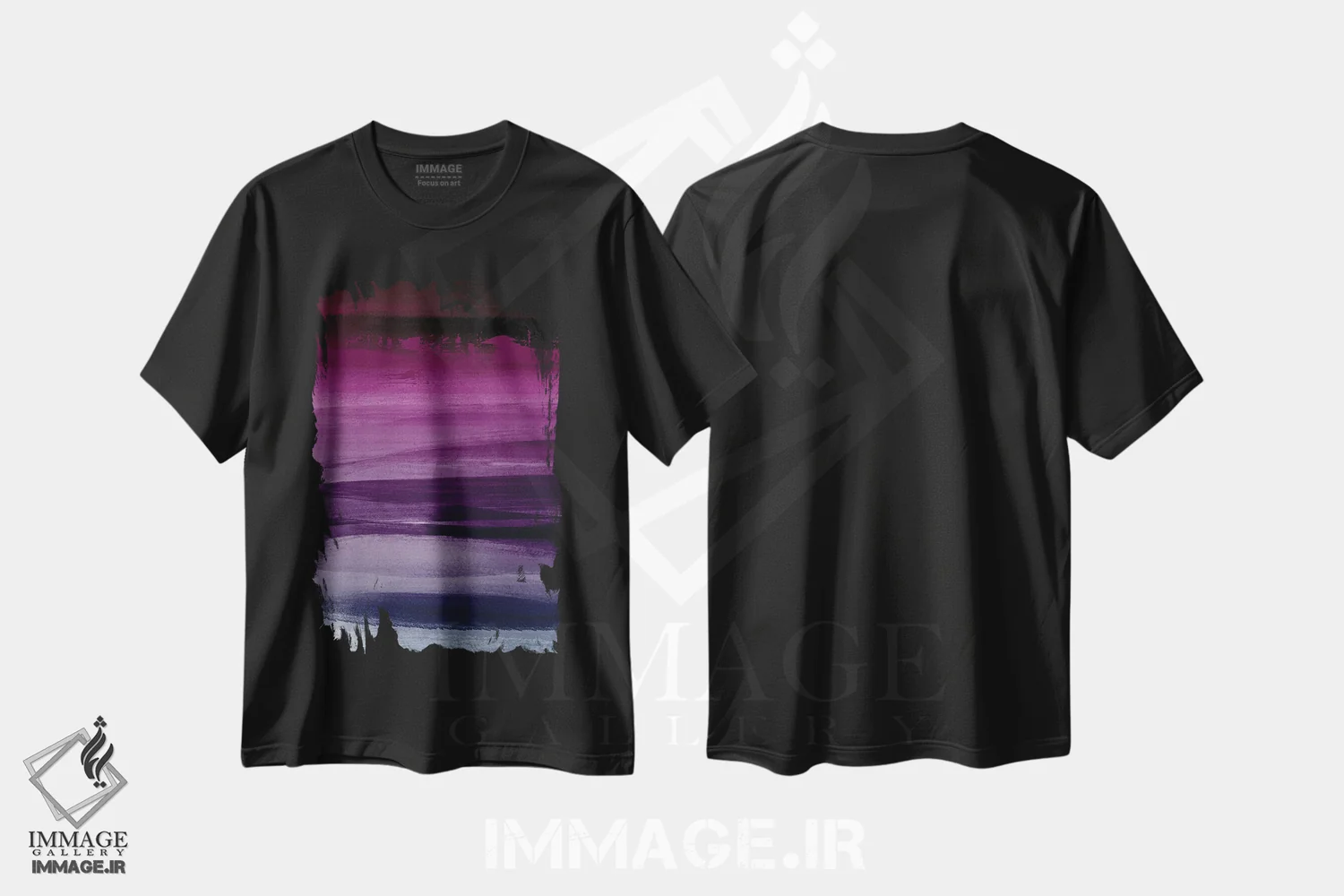تیشرت مشکی طرح دار انتزاعی بنفش اثر ناتالی رایان | immage.ir