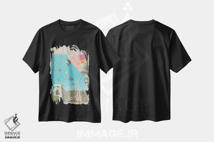 تیشرت مشکی طرح دار پوستر سفر به بریستول، تزئینی اثر ناتالی رایان | فروشگاه ایماژ