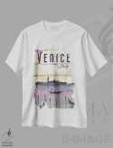 تیشرت سفید طرح دار پوستر سفر به ونیز، تزئینی اثر ناتالی رایان | فروشگاه ایماژ