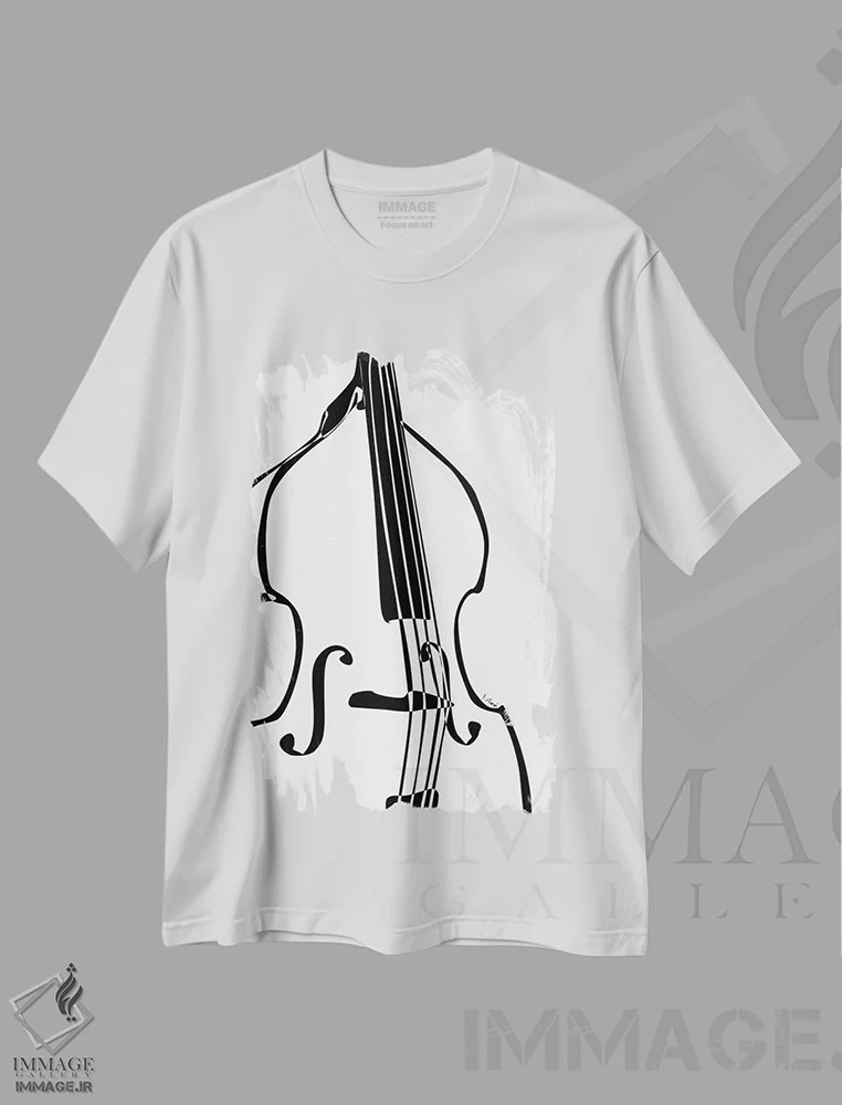 تیشرت سفید طرح دار کنترباس سفید، هنر تزئینی سیاه و سفید اثر نیسه کرونا | immage.ir