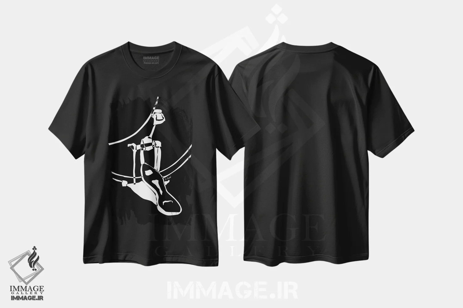 تیشرت مشکی طرح دار کیک درام مشکی، هنر تزئینی سیاه و سفید اثر نیسه کرونا | immage.ir