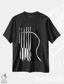 تیشرت مشکی طرح دار گیتار آکوستیک مشکی، هنر تزئینی سیاه و سفید اثر نیسه کرونا | فروشگاه ایماژ