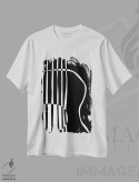 تیشرت سفید طرح دار گیتار آکوستیک مشکی، هنر تزئینی سیاه و سفید اثر نیسه کرونا | immage.ir