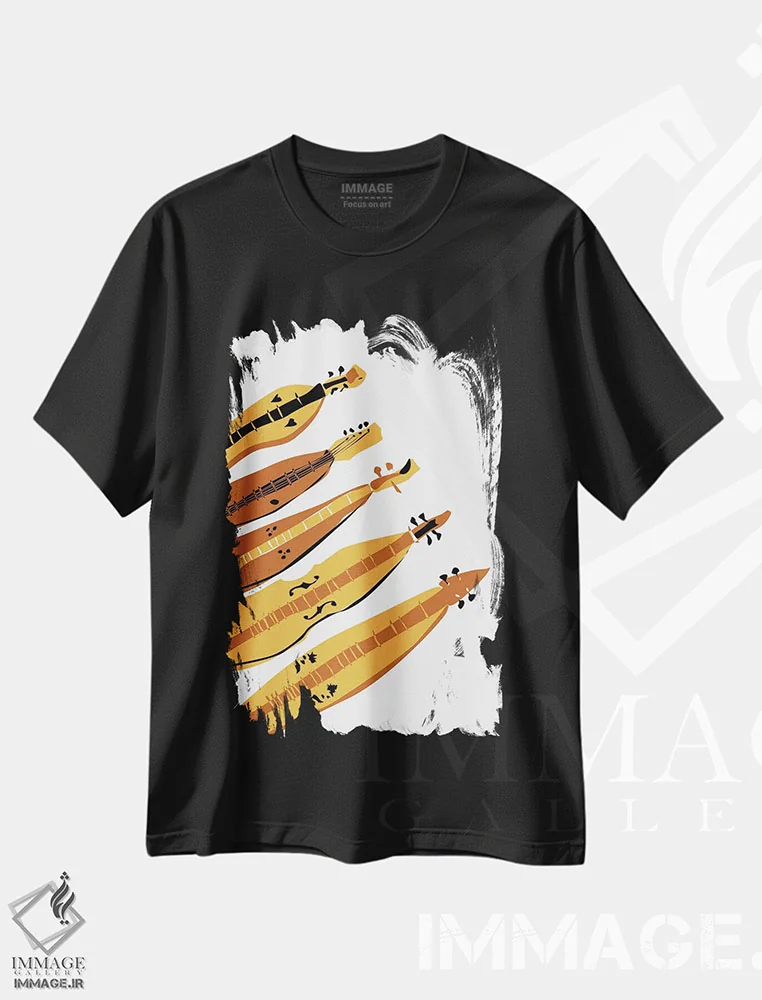 تیشرت مشکی طرح دار دالسیمِر، تزئینی اثر نیسه کرونا | فروشگاه ایماژ