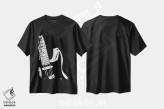 تیشرت مشکی طرح دار گیتار الکتریک مشکی، هنر تزئینی سیاه و سفید اثر نیسه کرونا | فروشگاه ایماژ