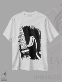 تیشرت سفید طرح دار گیتار الکتریک مشکی، هنر تزئینی سیاه و سفید اثر نیسه کرونا | immage.ir