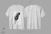 تیشرت سفید طرح دار سر گیتار الکتریک، هنر تزئینی سیاه و سفید اثر نیسه کرونا | immage.ir