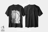 تیشرت مشکی طرح دار گیتار آکوستیک، هنر تزئینی سیاه و سفید اثر نیسه کرونا | فروشگاه ایماژ