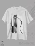 تیشرت سفید طرح دار گیتار آکوستیک، هنر تزئینی سیاه و سفید اثر نیسه کرونا | immage.ir