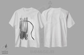 تیشرت سفید طرح دار گیتار آکوستیک، هنر تزئینی سیاه و سفید اثر نیسه کرونا | immage.ir