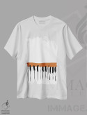 تیشرت سفید طرح دار پیانوی خاکی، تزئینی اثر نیسه کرونا | immage.ir