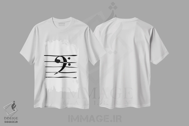تیشرت سفید طرح دار کلید باس، هنر تزئینی سیاه و سفید اثر نیسه کرونا | فروشگاه ایماژ