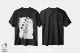 تیشرت مشکی طرح دار سر گیتار باس، هنر تزئینی سیاه و سفید اثر نیسه کرونا | فروشگاه ایماژ