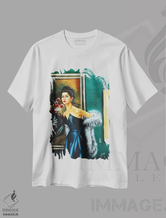 تیشرت سفید طرح دار اجرای انفرادی، هنر فاخر معاصر اثر سلمی نصرالدین | immage.ir