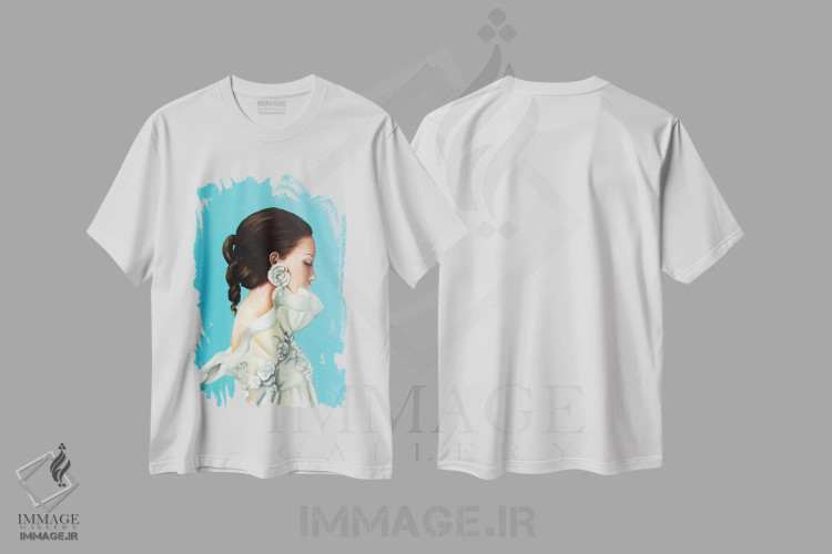 تیشرت سفید طرح دار ملکه بهار، هنر فاخر معاصر اثر سلمی نصرالدین | immage.ir