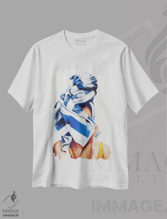 تیشرت سفید طرح دار جمعش کن، دکور ساحلی اثر سلمی نصرالدین | فروشگاه ایماژ
