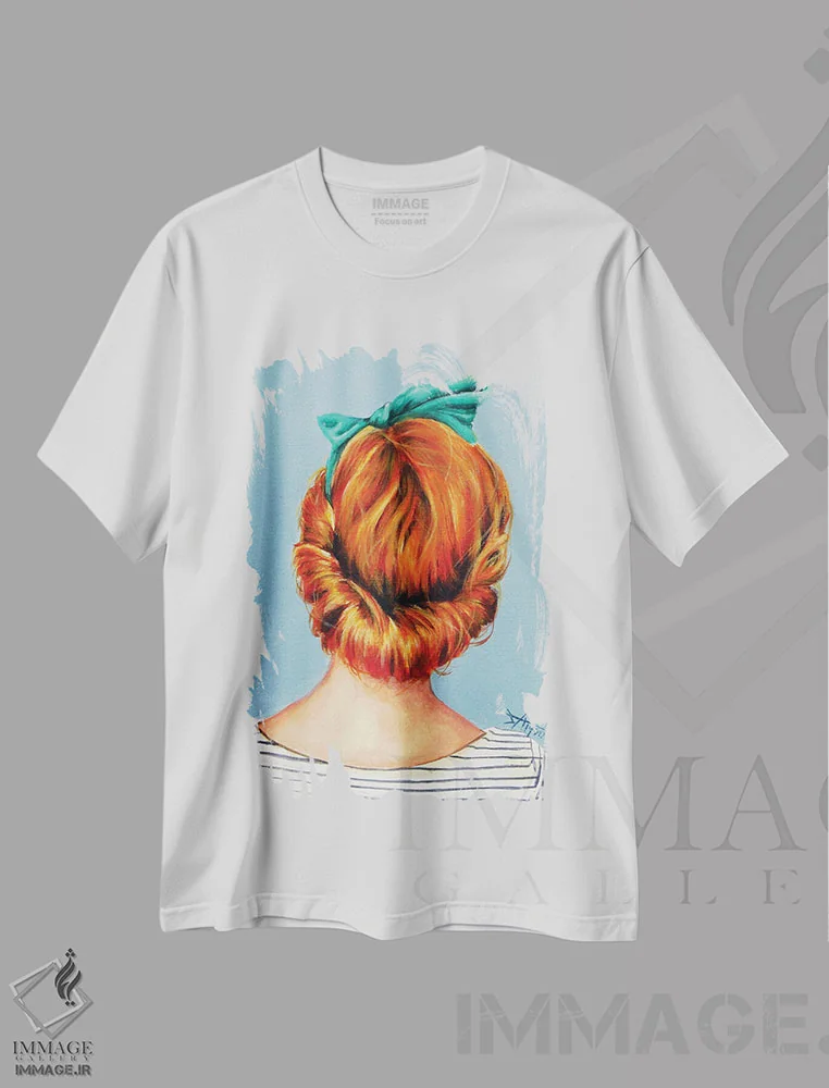 تیشرت سفید طرح دار آفتاب و طوفان، هنر فاخر معاصر اثر سلمی نصرالدین | فروشگاه ایماژ