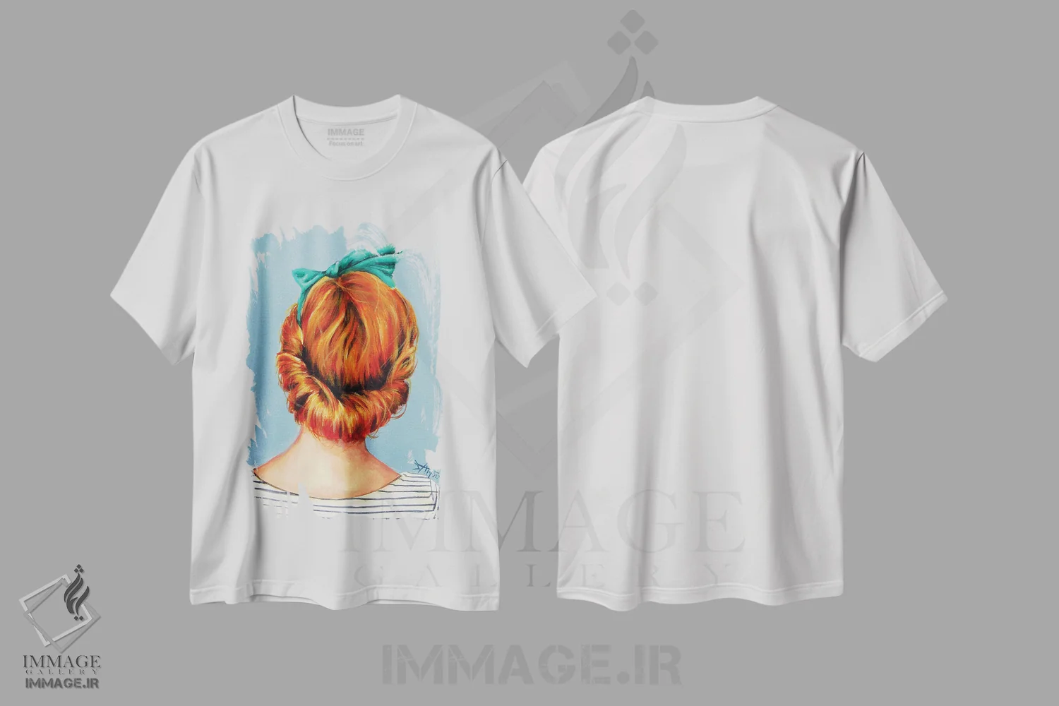 تیشرت سفید طرح دار آفتاب و طوفان، هنر فاخر معاصر اثر سلمی نصرالدین | فروشگاه ایماژ