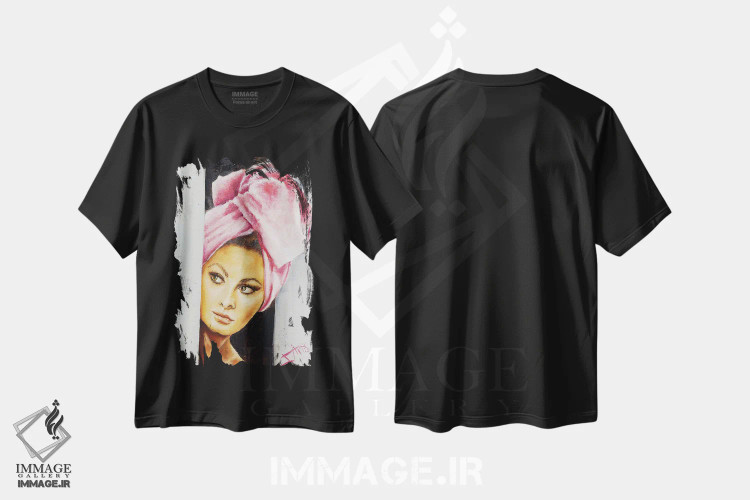 تیشرت مشکی طرح دار سوفیا، هنر فاخر معاصر اثر سلمی نصرالدین | immage.ir