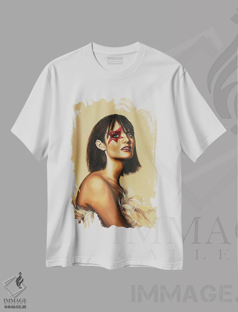 تیشرت سفید طرح دار ابرستاره، هنر فاخر معاصر اثر سلمی نصرالدین | immage.ir