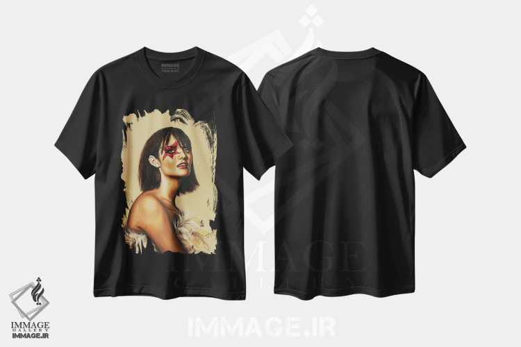 تیشرت مشکی طرح دار ابرستاره، هنر فاخر معاصر اثر سلمی نصرالدین | فروشگاه ایماژ