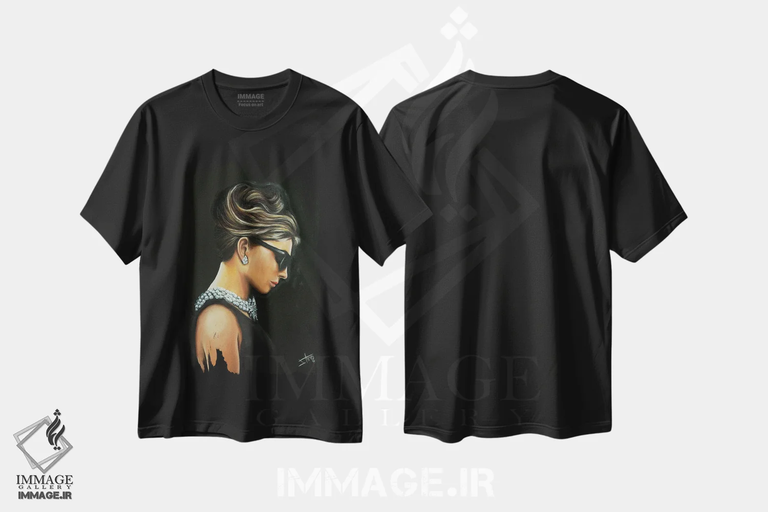 تیشرت مشکی طرح دار آدری، هنر فاخر معاصر اثر سلمی نصرالدین | immage.ir