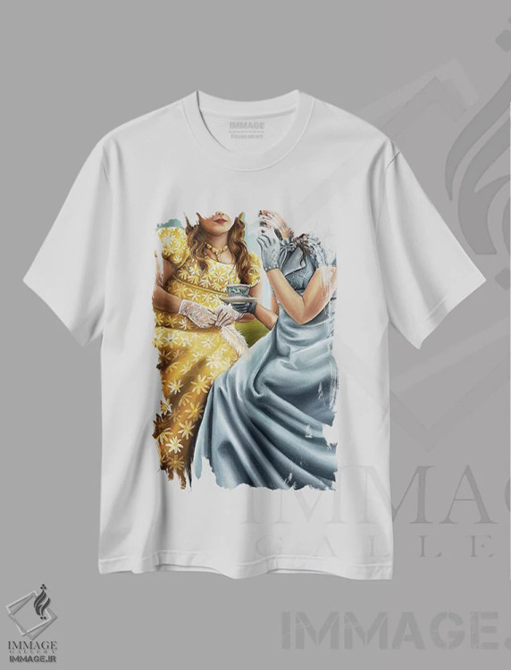 تیشرت سفید طرح دار افشاگری، هنر فاخر معاصر اثر سلمی نصرالدین | فروشگاه ایماژ