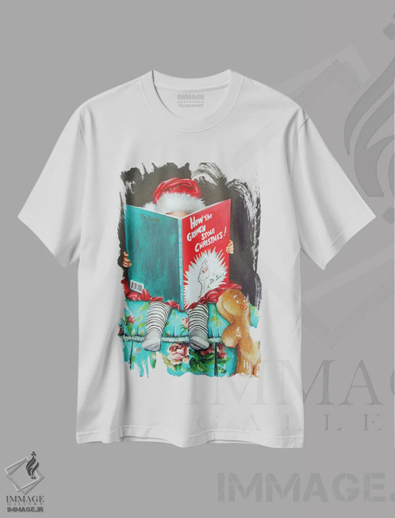 تیشرت سفید طرح دار گرینچ، هنر فاخر معاصر اثر سلمی نصرالدین | immage.ir