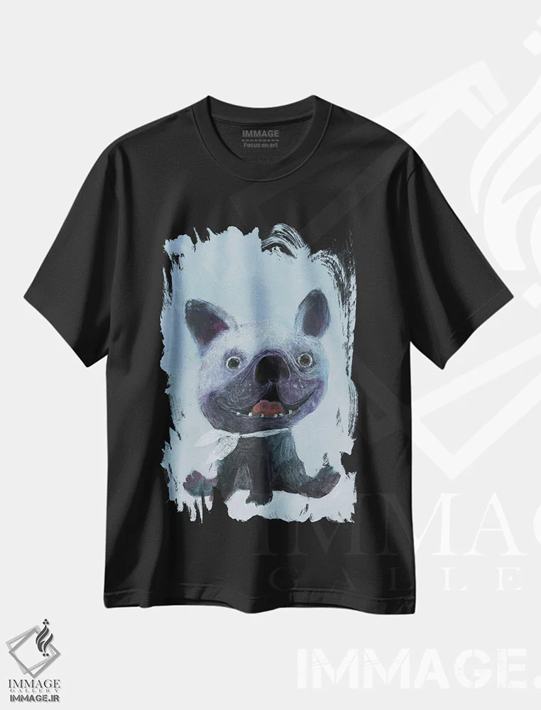 تیشرت مشکی طرح دار سگ شاد، دکور معاصر اثر ناتالیا شالوشویلی | immage.ir