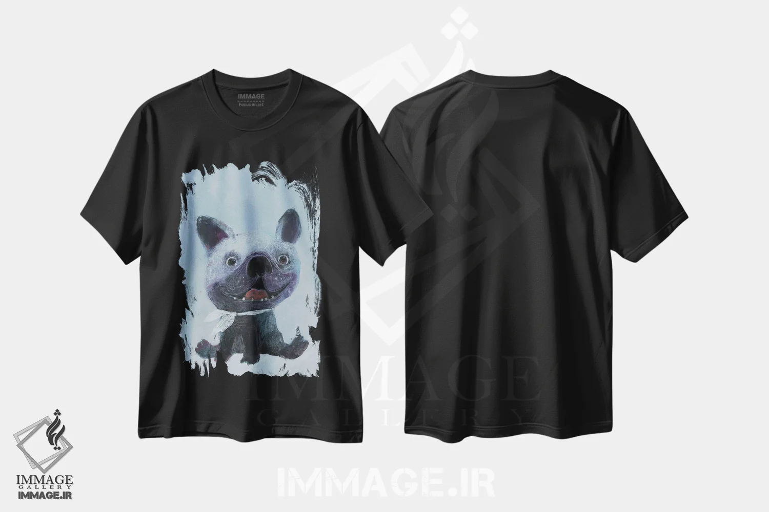 تیشرت مشکی طرح دار سگ شاد، دکور معاصر اثر ناتالیا شالوشویلی | immage.ir
