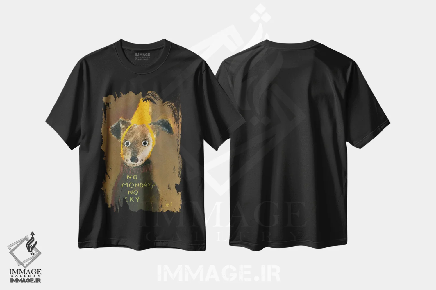 تیشرت مشکی طرح دار No Cry,نه دوشنبه نه ناراحتی، تزئینی اثر ناتالیا شالوشویلی | immage.ir
