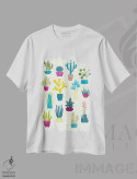 تیشرت سفید طرح دار باغ کاکتوس، هنر دیجیتال اثر نیک اسکویرل | فروشگاه ایماژ