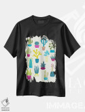تیشرت مشکی طرح دار باغ کاکتوس، هنر دیجیتال اثر نیک اسکویرل | immage.ir