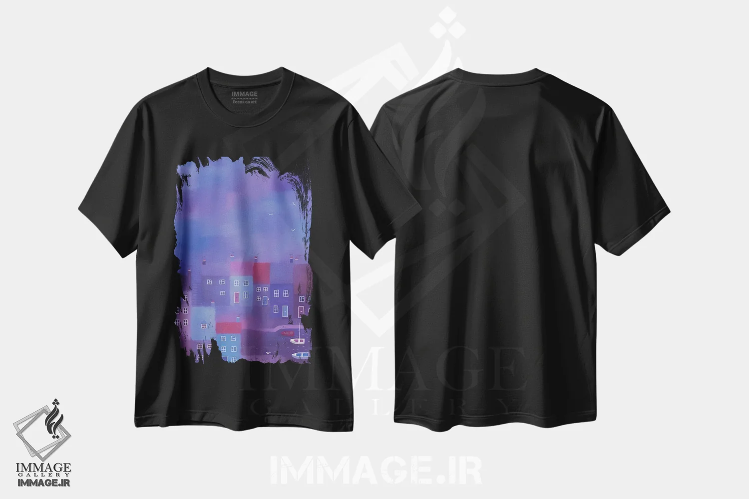 تیشرت مشکی طرح دار غروب در دوون، هنر دیجیتال اثر نیک اسکویرل | immage.ir